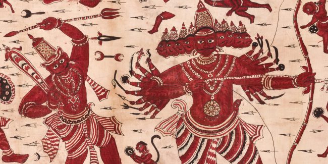 Ceremonial Long Cloth with battle scene from the ‘Ramayana’ tale