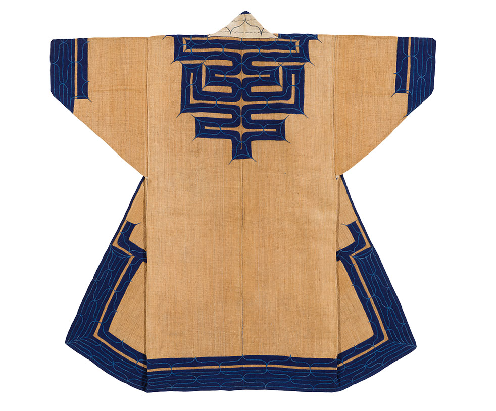 Ainu Attush Traditional Robe Ainu Attush Robe Back view, decorated with appliqué and embroidery
